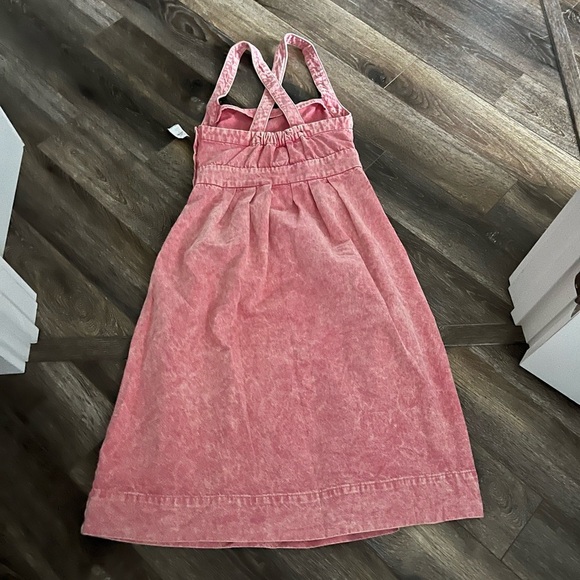NWT Gap Side Button Apron Midi Denim Dress Pink Flamingo Pockets Size 2 - Picture 10 of 15